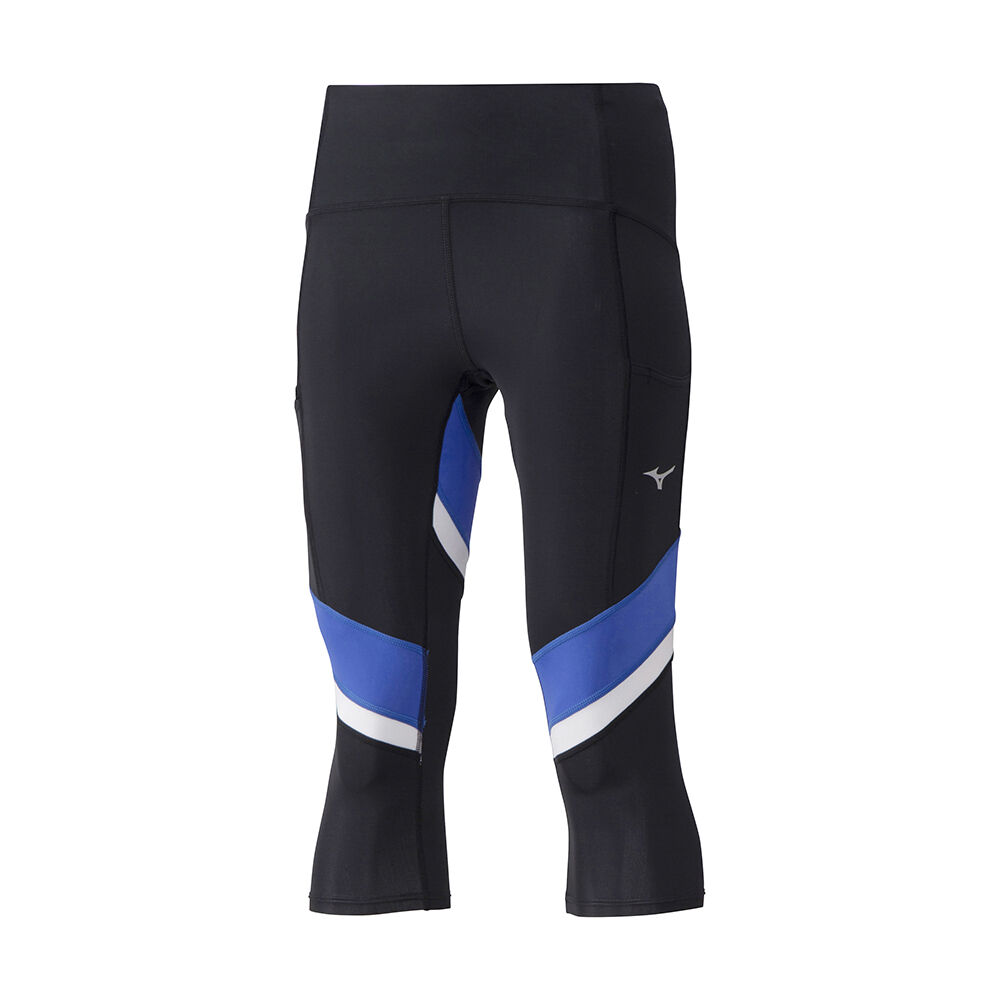 Mizuno Core ¾ Női Leggings Fekete/Kék/Fehér QKM102893